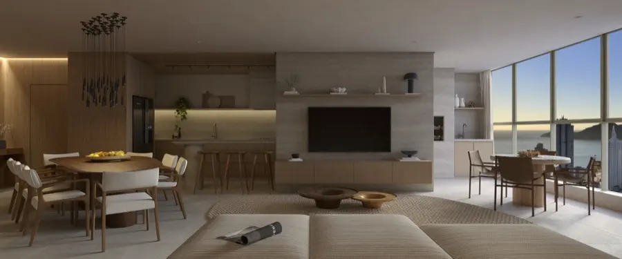 La Città by Pininfarina — living, jantar e cozinha